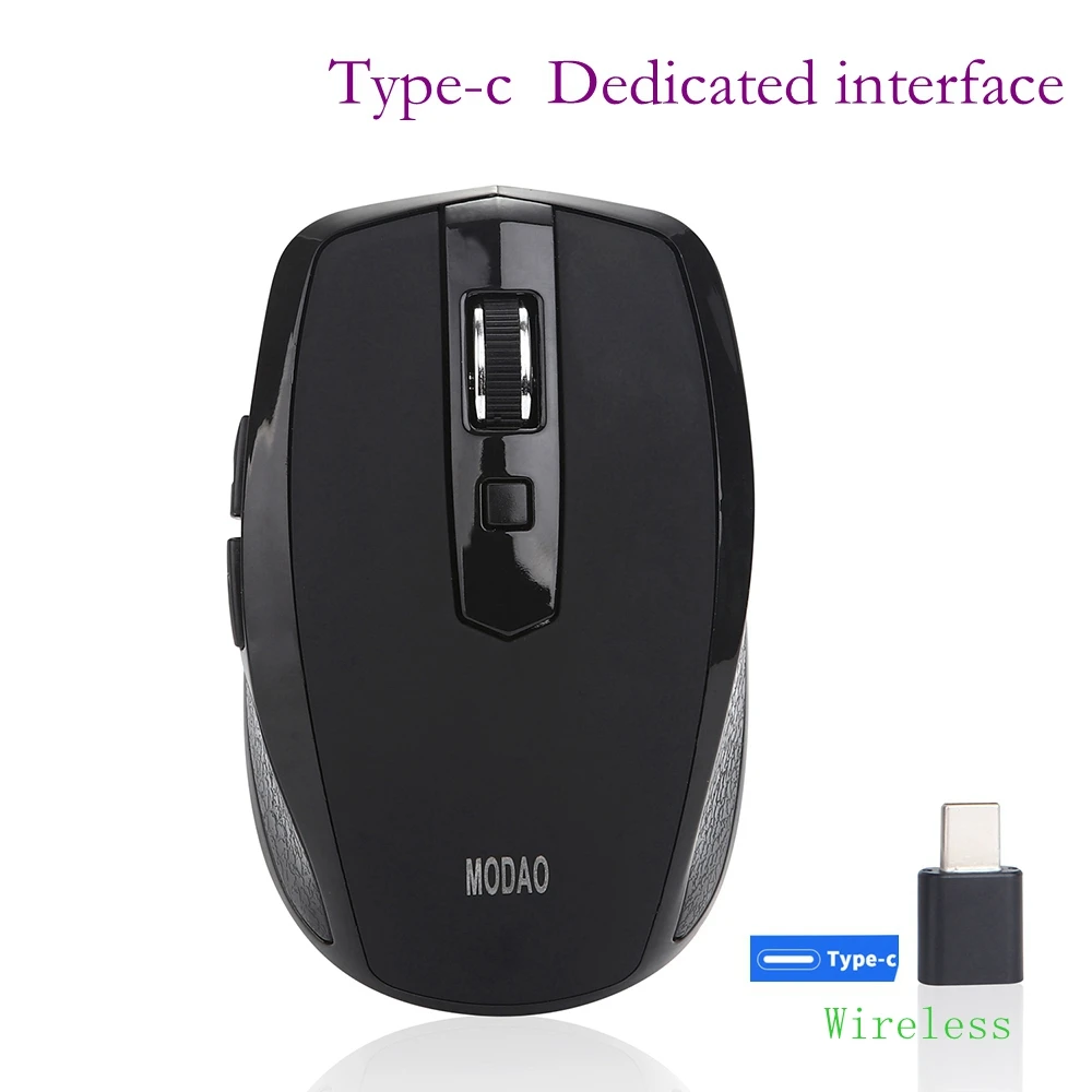 Wireless Mouse Bluetooth Mouse Mute 10m Charging Ergonomic Mouse Notebook Flat Ultra Thin USB Mouse 4.0+2.4G+type-c mouse Black