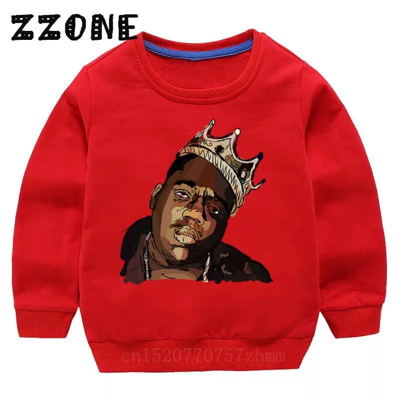 Детские толстовки с капюшоном; детские толстовки в стиле рок с принтом «Notorious Big»; хлопковый пуловер для малышей; топы для девочек и мальчиков; осенняя одежда; KYT456 - Цвет: 456E-Red-
