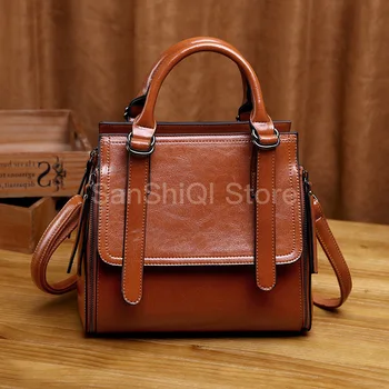 

Luxury Genuine Leather Handbags Women Bags Brand Designer Female Crossbody Bags For Girl Retro Shoulder Bag Bolsa Feminina