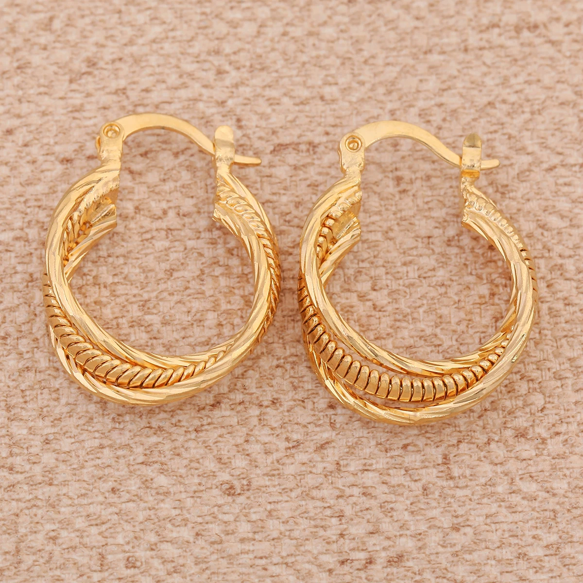 Многослойный золотой цвет скрепленный зажим в форме геометрической фигуры серьги-кольца милые латунные серьги ювелирные изделия