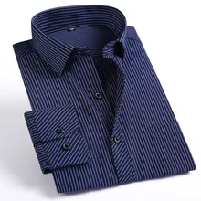 Большие размеры 8XL 7XL 6XL 5XL 4XL, мужская деловая Повседневная рубашка с длинными рукавами, Классическая мужская рубашка в полоску фиолетового и синего цвета