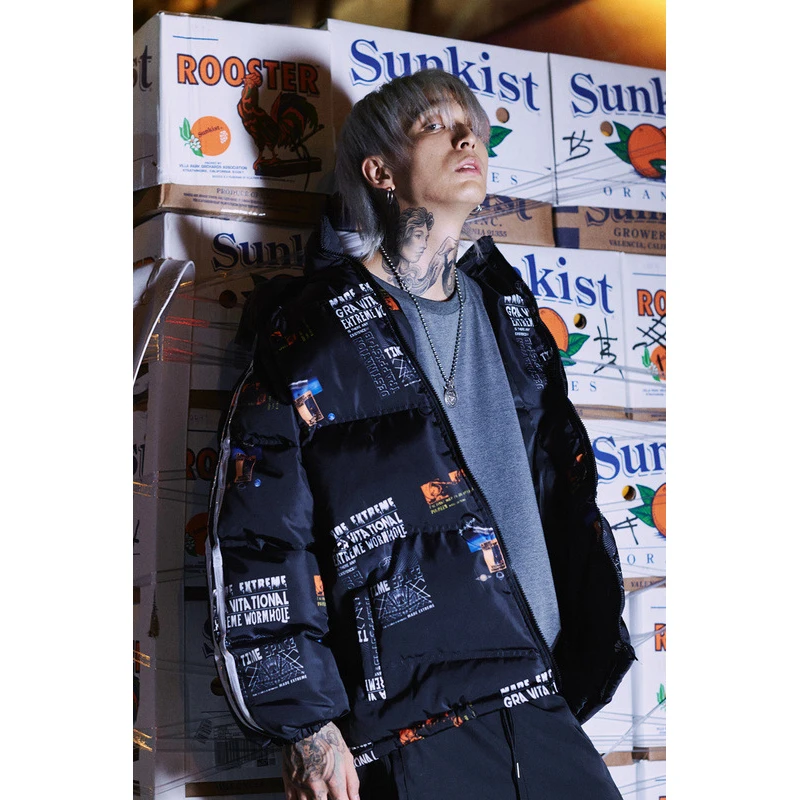 SEVEYFAN мужские зимние куртки с напечатанным рисунком Марка NEW Fashion Hi Street, утолщенная теплая куртка с капюшоном модная Осень-зима, верхняя одежда мужской R2534