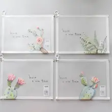 1 шт. кактус вишневые звезды Цветущая бумага школьный студенческий Органайзер A4 прозрачный, с застежкой на молнии папка-Чехол