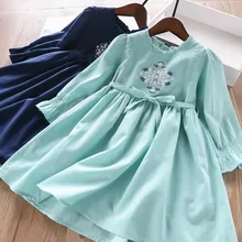 Весеннее детское платье кружевное платье с вышивкой на груди для девочек детских платьев