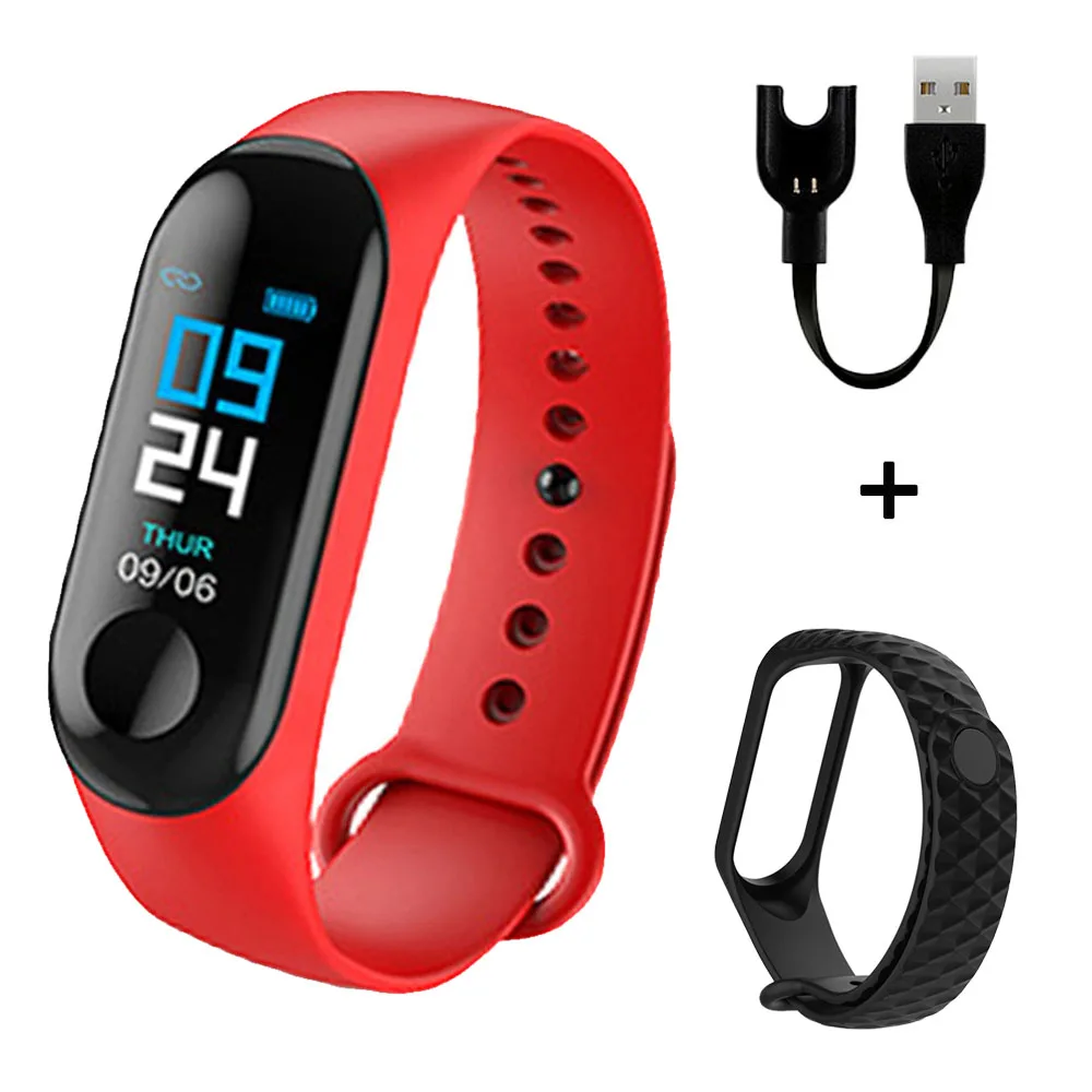 M3 Plus, умные часы, пульсометр, кровяное давление, здоровье, водонепроницаемые, умные часы M3Pro, Bluetooth, часы, умный браслет, фитнес-трекер - Цвет: new red black