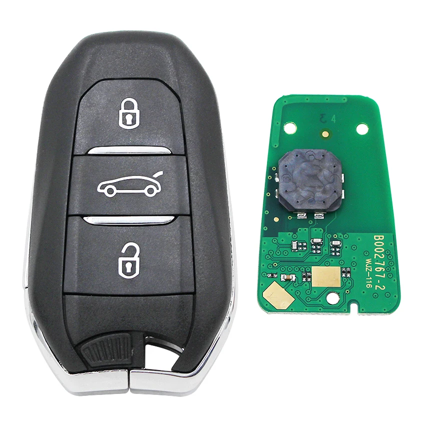 Keyless-Go умный дистанционный ключ 3 кнопки 433MHz 4A чип для peugeot 208 308 508 3008 5008 с аварийным ключом HU83