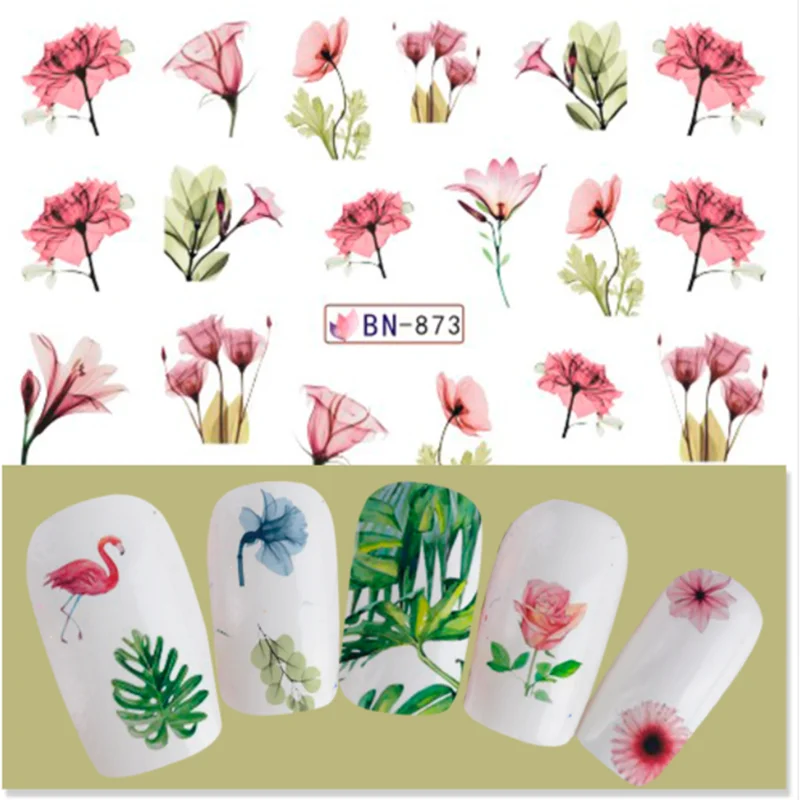 Наклейка для дизайна ногтей 12 цветов фламинго птица|Стикеры и наклейки| |