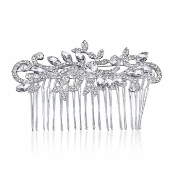 

Bridal Wedding Flower Diamante Crystal Rhinestone Women Hair Comb Headpiece