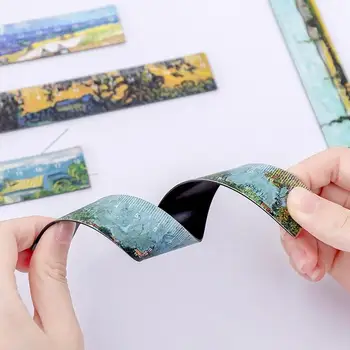 

Creative Oil Painting Magnetic Soft Ruler 18 cm Cartoon Simple Ruler cute Magnetic Bookmark Ruler Painting Learning Stationery