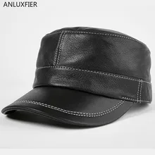 H7626 мужская Тонкая Кепка в стиле милитари, мужская шапка из натуральной кожи среднего возраста, весенне-осенняя Кепка с плоским верхом, Повседневная простая Кепка s