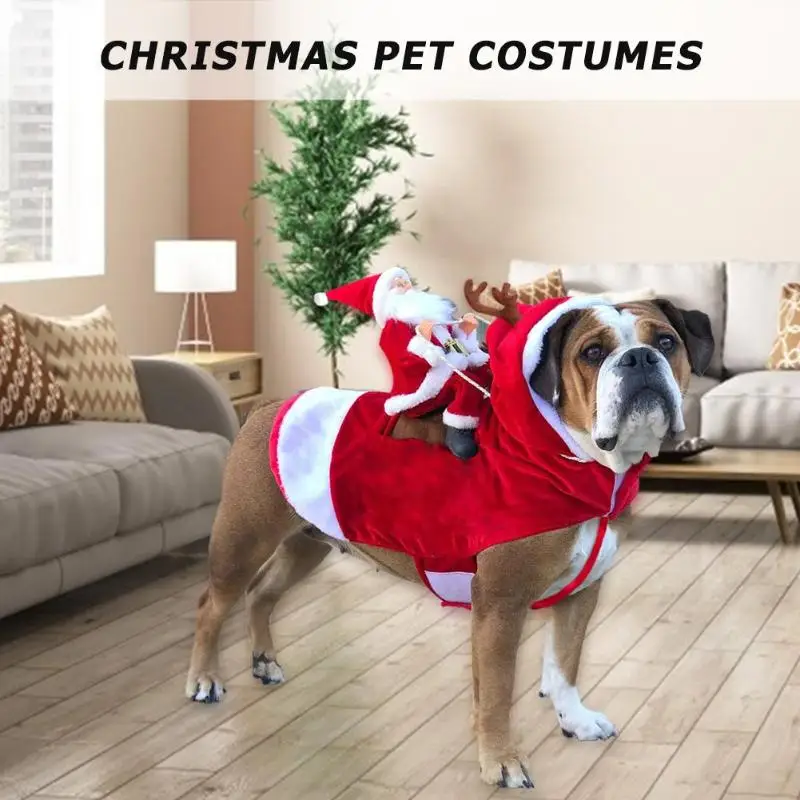 Christmas Dog Clothes Santa Dog Costumes Holiday Party Dressing up Clothing for Small Medium Large Dogs Funny Pet Outfit Riding