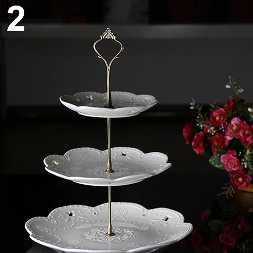 3 уровня из нержавеющей стали Корона Свадебные десерты фрукты торт Тарелка стенд - Цвет: Bronze