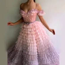 Платье для выпускного вечера длинное для женщин ТРАПЕЦИЕВИДНОЕ ПЛАТЬЕ С Оборками размера плюс простое Тюлевое платье с лямкой на шее официальная вечерняя одежда