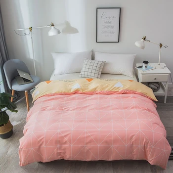 

Home Textile Orange Geometric Printed Duvet Cover Twin Full Queen King 220cm*240cm Quilt Cover Adult Kids Bedclothes Bed Linens