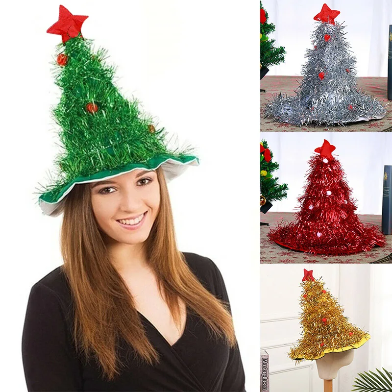 Adults Funny Christmas Tree Hat Xmas Hat Fancy Dress Xmas Cap Party Ornaments Decor JL