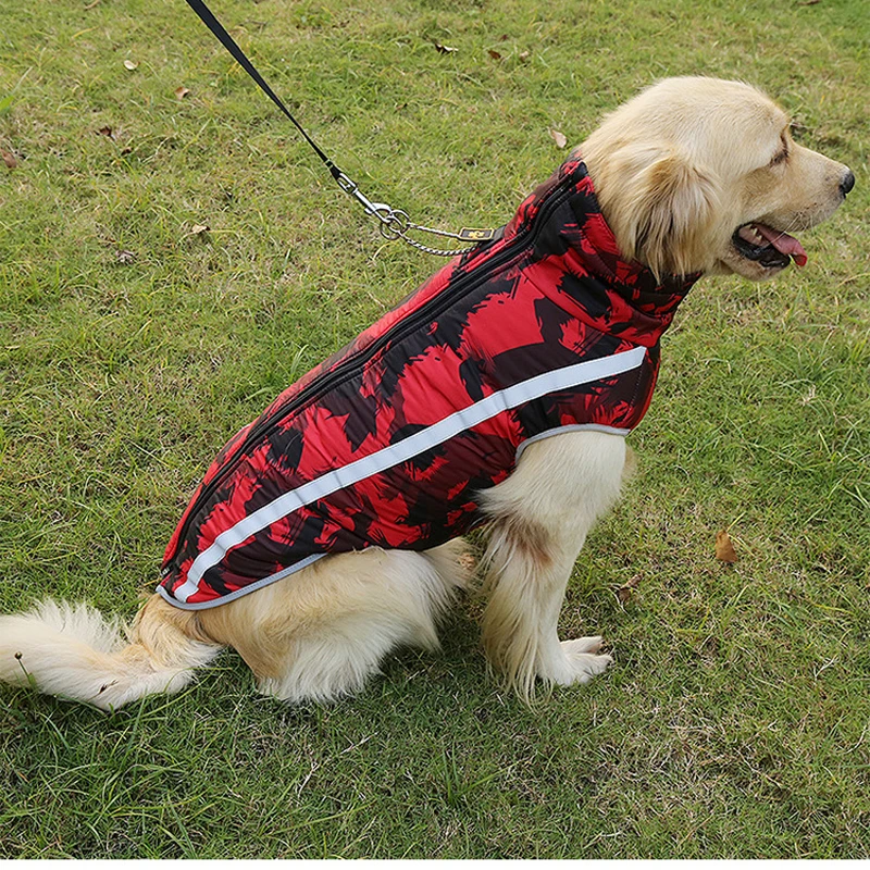 Новая куртка для больших собак с принтом, водонепроницаемая зимняя куртка, уличная одежда для собак, светоотражающая утолщенная одежда для домашних животных, средние и большие собаки