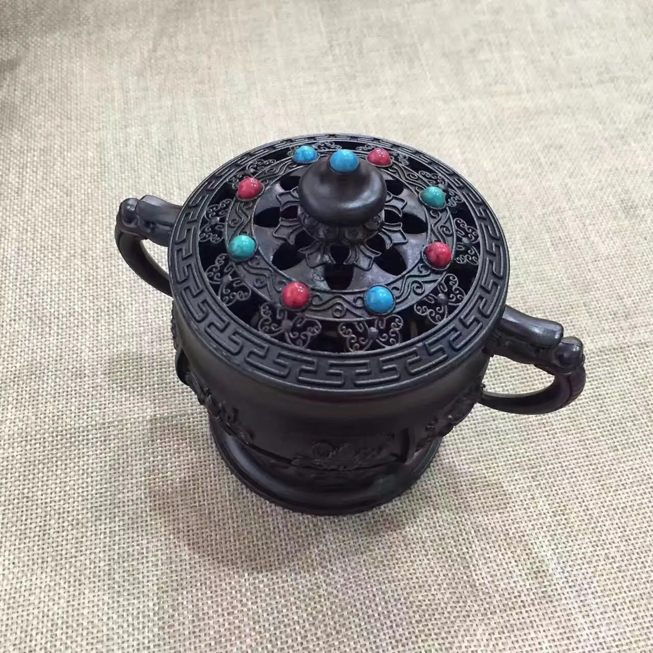 

Buddhism Supplies Tibetan Babao Censer Copper Alloy "Incense Burner Household Worship Double Chinese Dragons Copper Machine-made