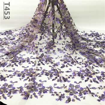 

Purple Tulle Embroidered Net Lace African French Laces Fabrics High Quality Nigerian French Net Lace 2019 With Sequins