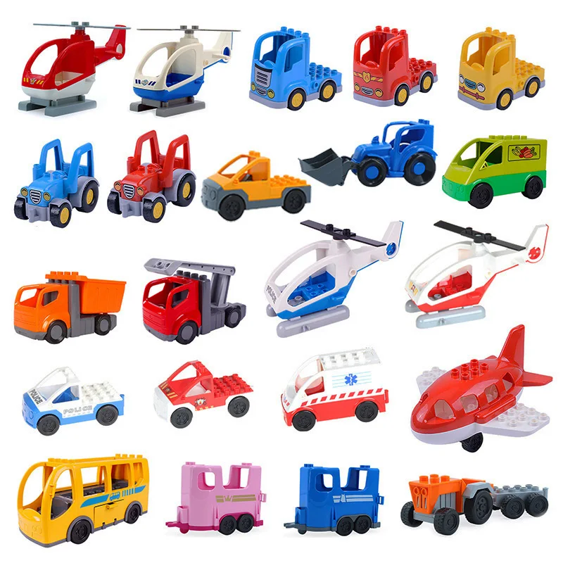Traffic-Vehicle-Car-Model-Big-Building-Blocks-Airplane-Engineering-Truck-Compatible-Duplos-Accessories-Bricks-Toys-Children