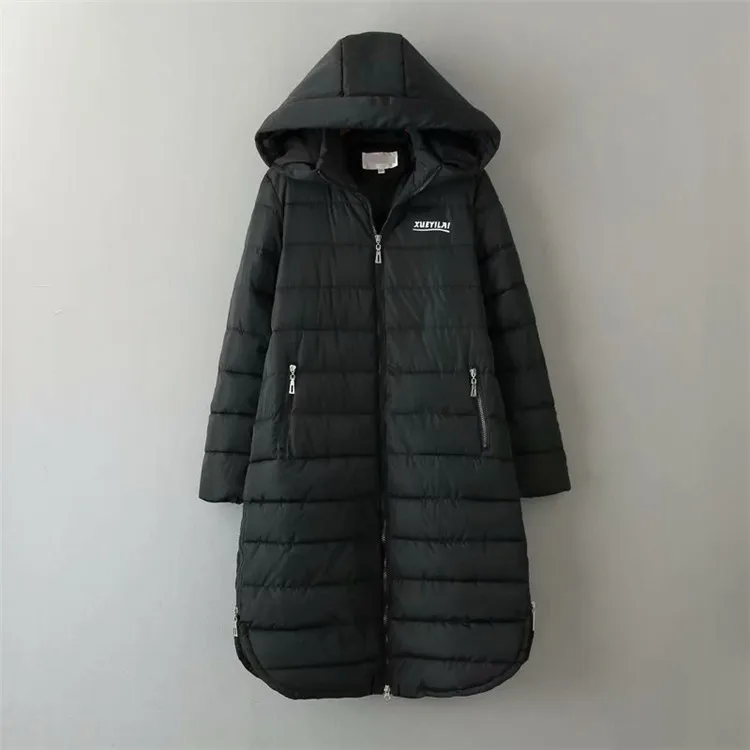black Новинка, зимние парки больших размеров 3XL-6XL, женские утепленные пуховики, хлопковая куртка, женские черные длинные пальто с капюшоном, 100 кг, можно носить G589 - Цвет: black
