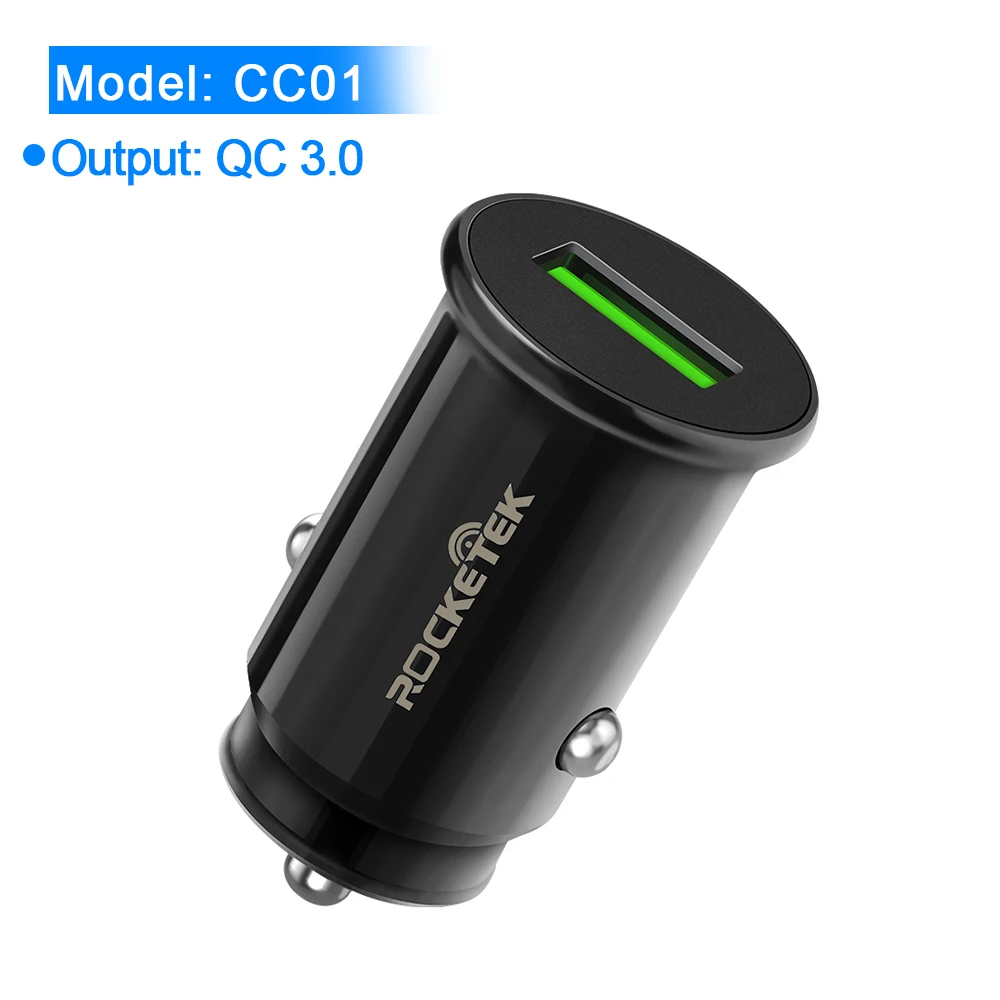 CC01 Автомобильное зарядное устройство Rocketek mi ni USB Quick Charge 3.1A автомобильное зарядное устройство для iPhone samsung Xiaomi mi QC3.0 QC Быстрая зарядка для мобильных телефонов - Тип штекера: CC01