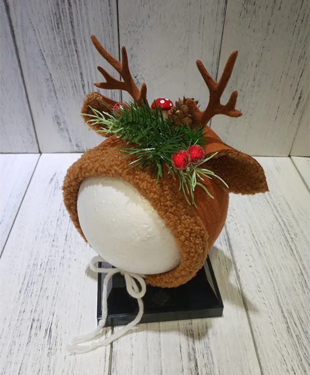 Baby photography props Christmas tree elk theme Hat creative Fotografia Accessory Infant Toddler Studio Shoot Photo