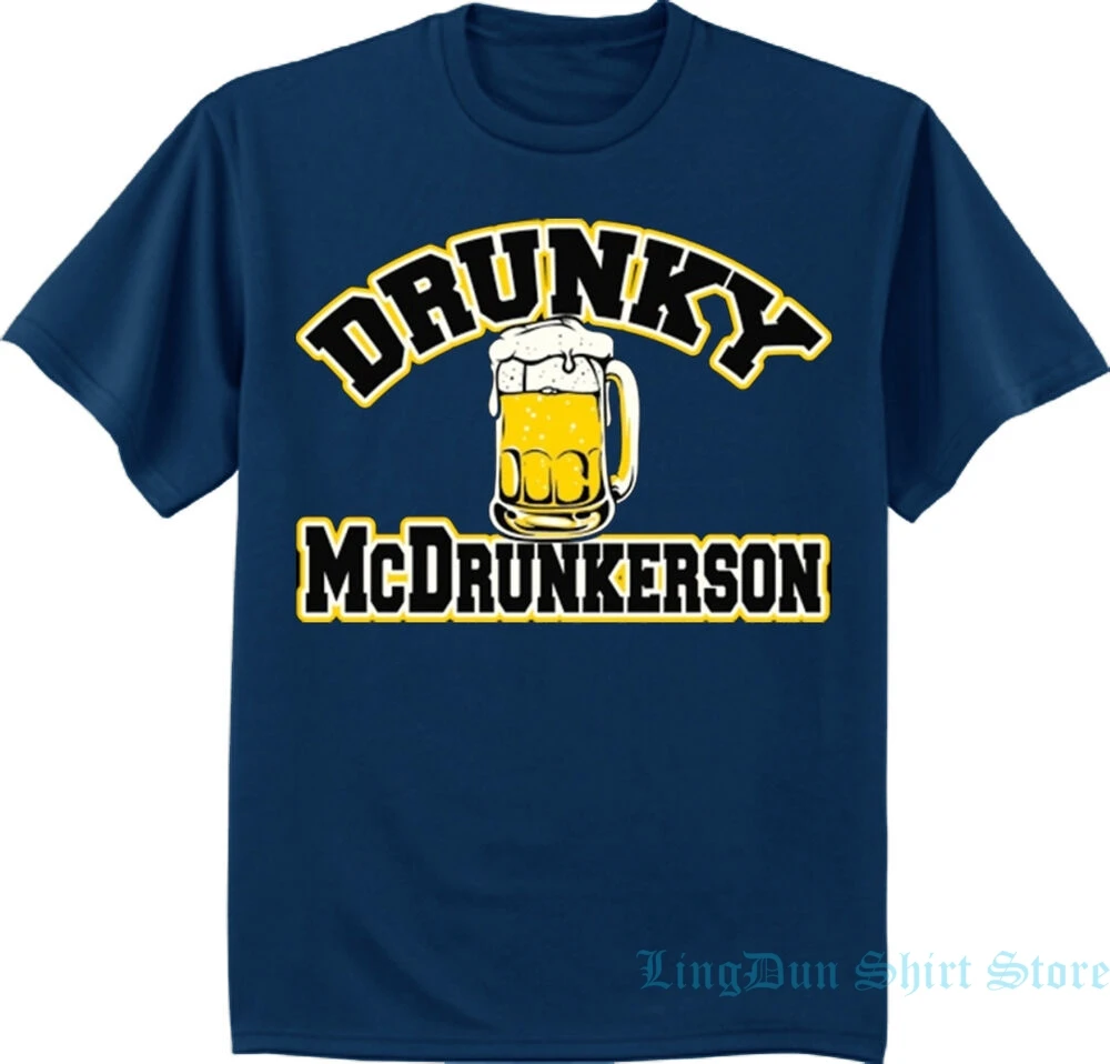 Забавная рубашка Drunky McDrunkerson с надписью для мужчин и женщин футболка пьяных пива