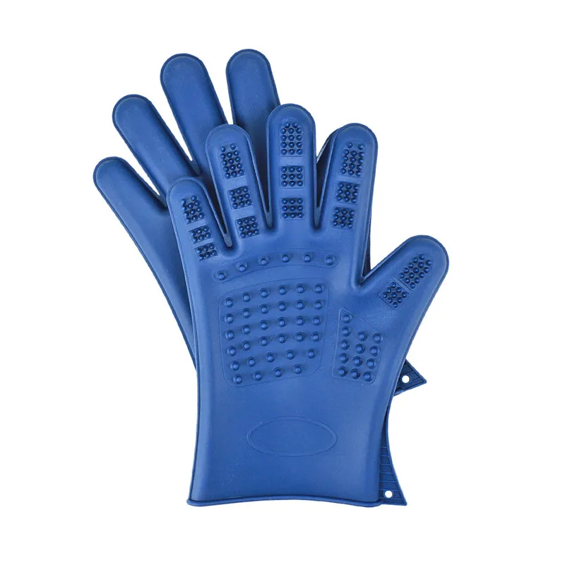 blue 1 пара силиконовых банных перчаток для домашних животных, массажные водонепроницаемые аксессуары для ванной, кошек, собак, крепкая прочность волос, чистящие принадлежности для домашних животных - Цвет: blue