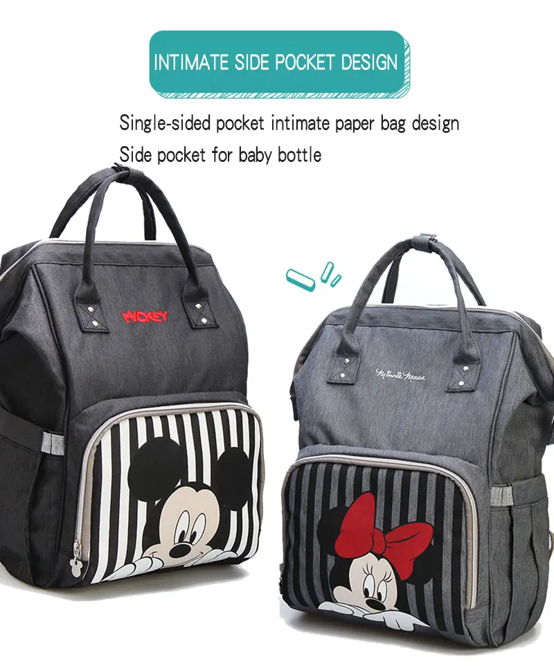 Disney USB сумка для подгузников, сумки для ухода за ребенком, грелка для бутылочек, рюкзак для мамы, рюкзак для мамы, Минни, Микки, Bolsa, рюкзак для беременных, сумка для подгузников