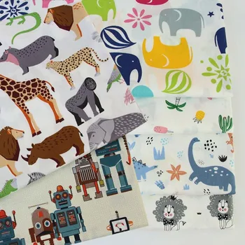 

New 100% Cotton Fabric Animal Robot Diy Patchwork Quilt Handmade Cloth Bedding Blanket Home Sheets Pillow Decor Tissus Tecido