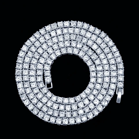1 row Rhinestone men's hip hop Necklace rap singer Necklace ice tennis chain necklace shiny women's Necklace NEW 2021