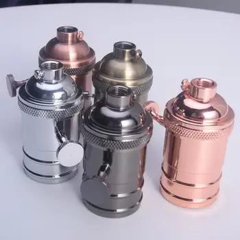 

6 Colors Light Brass Metal Light Socket Copper Antique E26/E27 Standard Base Bulb Retro Lamp Holder Up to 250w