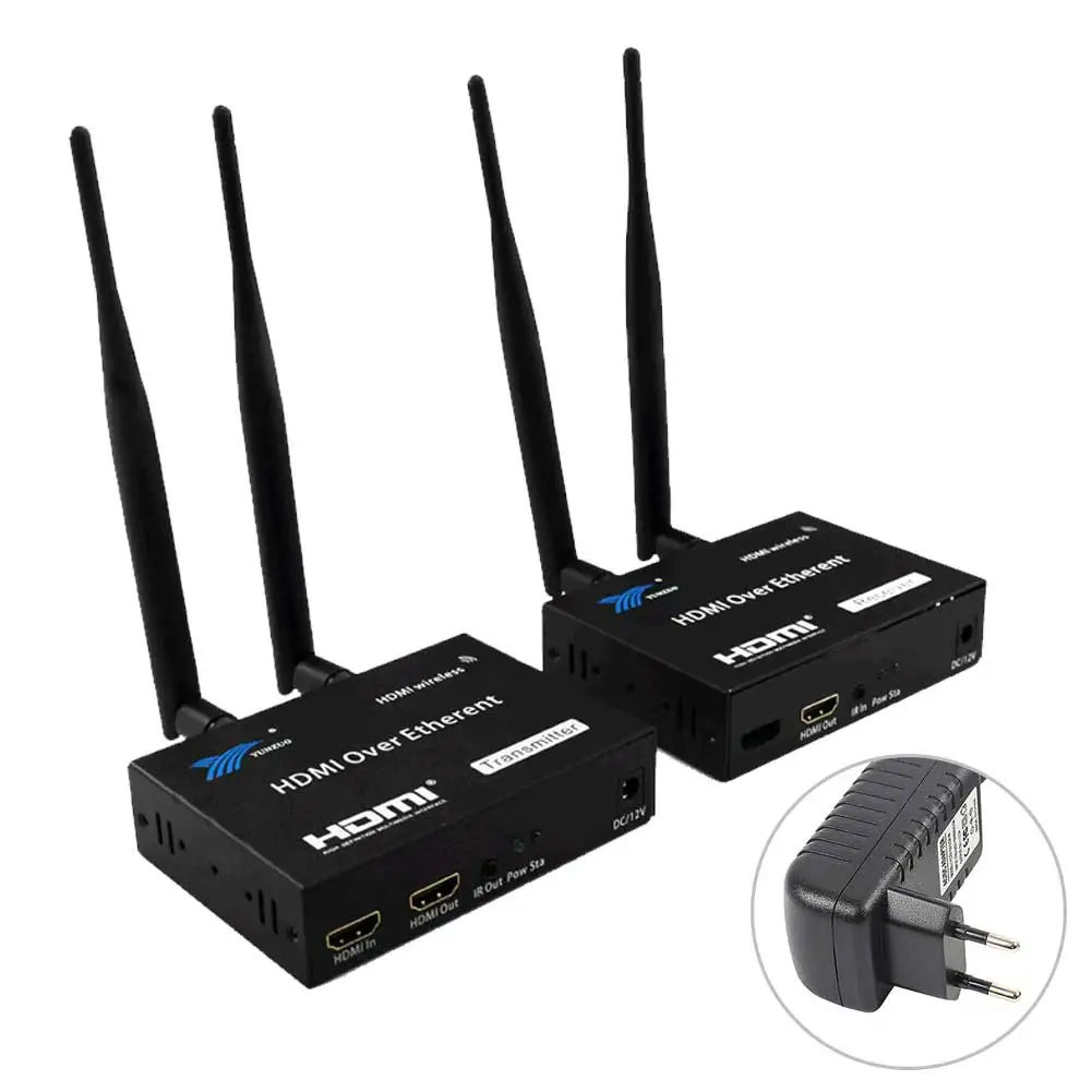 200 м беспроводной Wi-Fi HDMI передатчик приемник 2,4 ГГц/5 ГГц 1080P локальная Петля-выход с ИК-пультом дистанционного HDMI расширительный передатчик приемник - Цвет: EU Plug