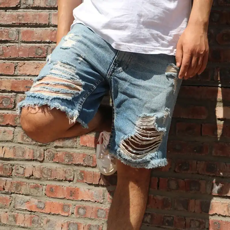 mens loose fit denim shorts