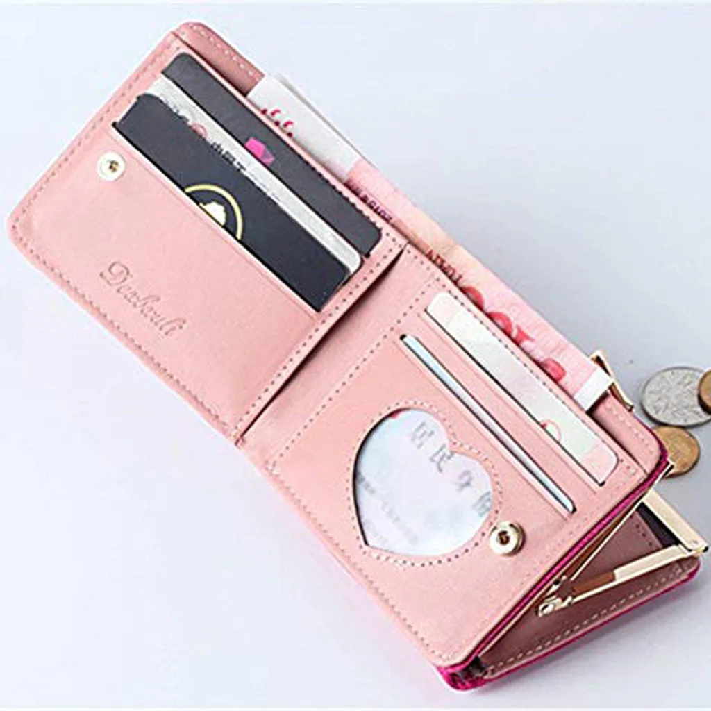 Модный женский кошелек, короткие кожаные мини-кошельки, женские повседневные ID Держатели для карточек сумки, Дамский кошелек для монет, розовый клатч, sac banane