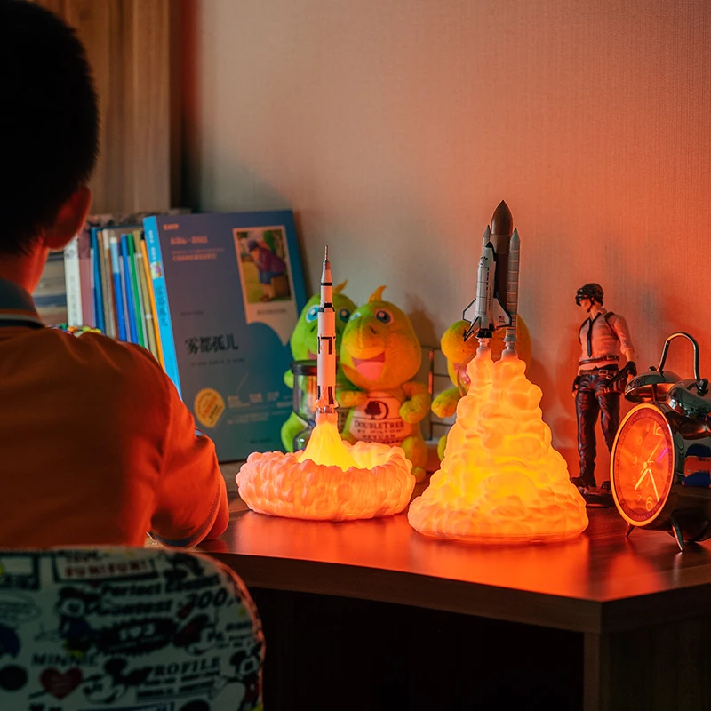  2019 Newest Dropshipping 3D Print Space Shuttle Lamp Rechargeable Night Light For Space Lovers Moon - 32865647350