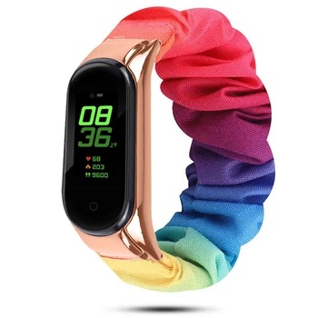 

Scrunchies Elastic Strap For Xiaomi Mi Band 5 4 3 5 NFC Women Soft Leisure Fabric Replace Bracelets For Miband 5 3 4 Mi 5 Correa