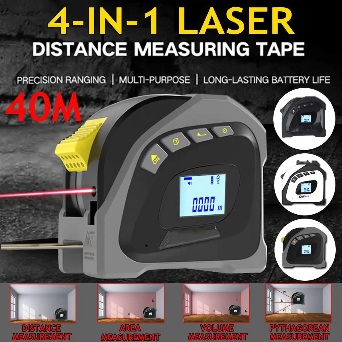 40M 4 in 1 Laser Rangefinder Digital 5M Tape Measure Distance Meter Portable Range Finder Infrared Construction Gauging Tool 40M 4 in 1 Laser Rangefinder Digital 5M Tape Measure Distance Meter Portable Range Finder Infrared Construction Gauging Tool