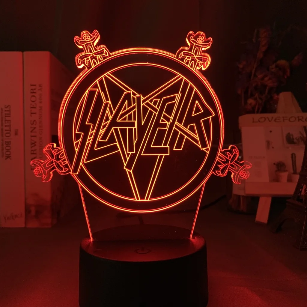 night lamp American Thrash Metal Band Slayer Logo Night Light Led Touch Sensor Color Changing Nightlight for Home Decor Event Prize Lamp portable night light