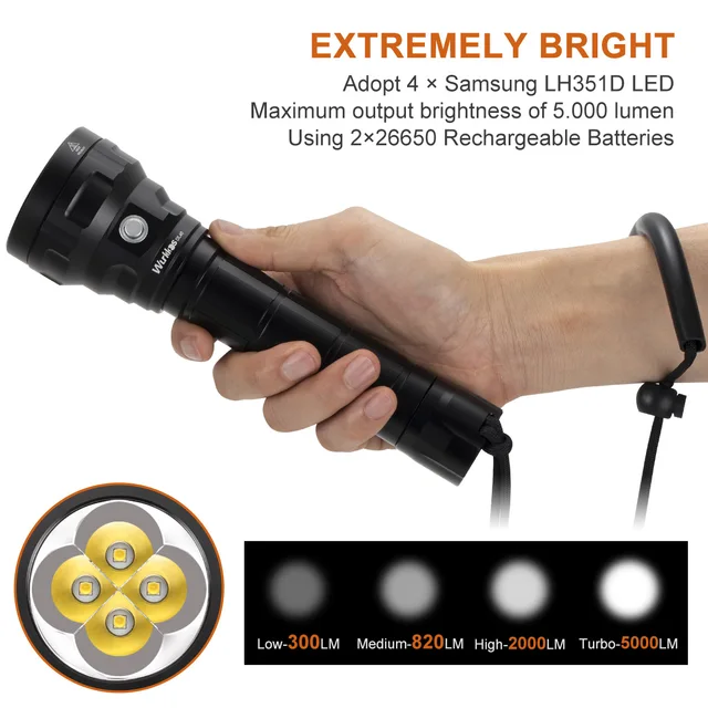 Torcia Subacquea Wurkkos DL07 | 3000 Lumen | Impermeabile 100M | Con USB-C - Per Immersioni, Foto E Video - Foto 7