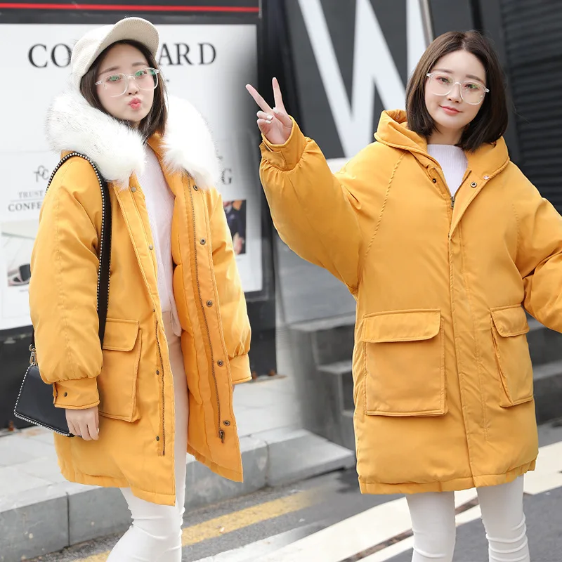 

2019 Winter down Jacket Cotton-padded Clothes Women's New Style Korean-style Slim Fit Long Cotton Coat Women's Fashion Hooded So