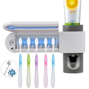 

Toothbrush Holder 3 in 1 Toothpaste Dispenser UV Toothbrush Sterilizer Automatic Toothpaste Squeezers 1Pcs Home Bathroom Set