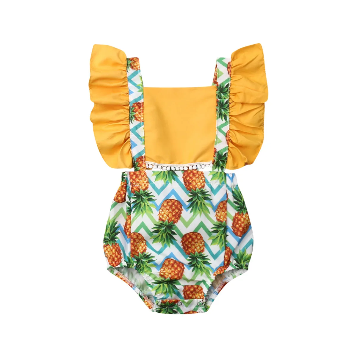 Коллекция года, летняя одежда для малышей Одежда для новорожденных девочек рюшевые боди с фруктовым принтом, лоскутный комбинезон с открытой спиной, наряды, пляжный костюм - Цвет: Pineapple