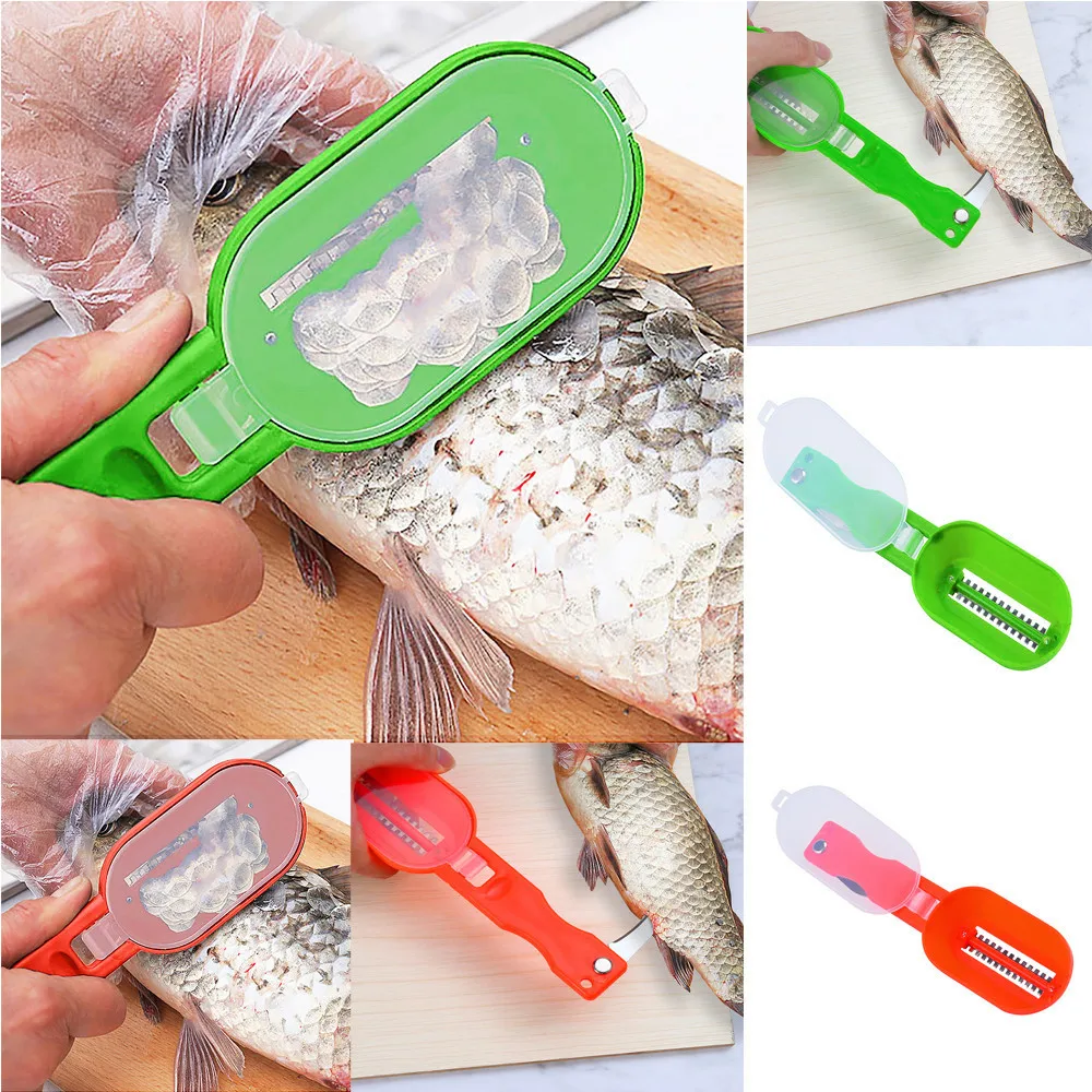 

Practical Fish Scale Skin Remover Scaler Skinner Scraper knife Cleaner Kitchen Peeler Fishing Tools 3 Colors kitchenware peeler