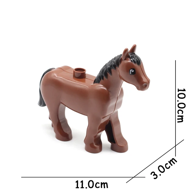 Big Size Building Blocks Animal Accessories Farm Figures Pig Rabbit Chicken Duck Dog Cat Bird horse Cow Sheep DIY Toys Gifts Brown Horse