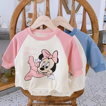 

New Cartoon Baby Girls Boys Romper 2020 Autumn Mickey Minnie Mouse Print Jumpsuit Clothes Cute Cotton Long Sleeve Toddler Outfit
