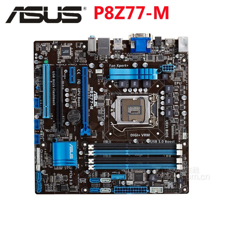 Оригинальная материнская плата ASUS P8Z77-M 1600 МГц DDR3 P8Z77 M LGA 1155 MicroATX 32 Гб PCI-E X16 б/у для