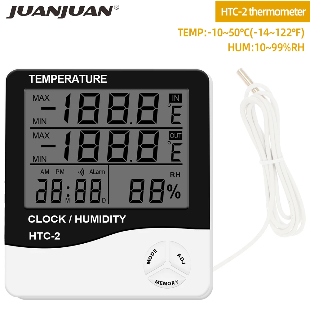 

LCD Electronic Digital Temperature Sensor Humidity Meter Backlight Thermometer Hygrometer Gauge Indoor Weather Station Clock