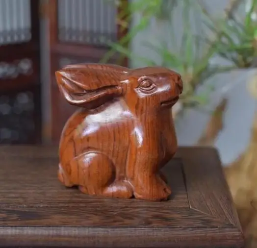 Китайский Старый Самшит ручной работы резьба кролик NETSUKE