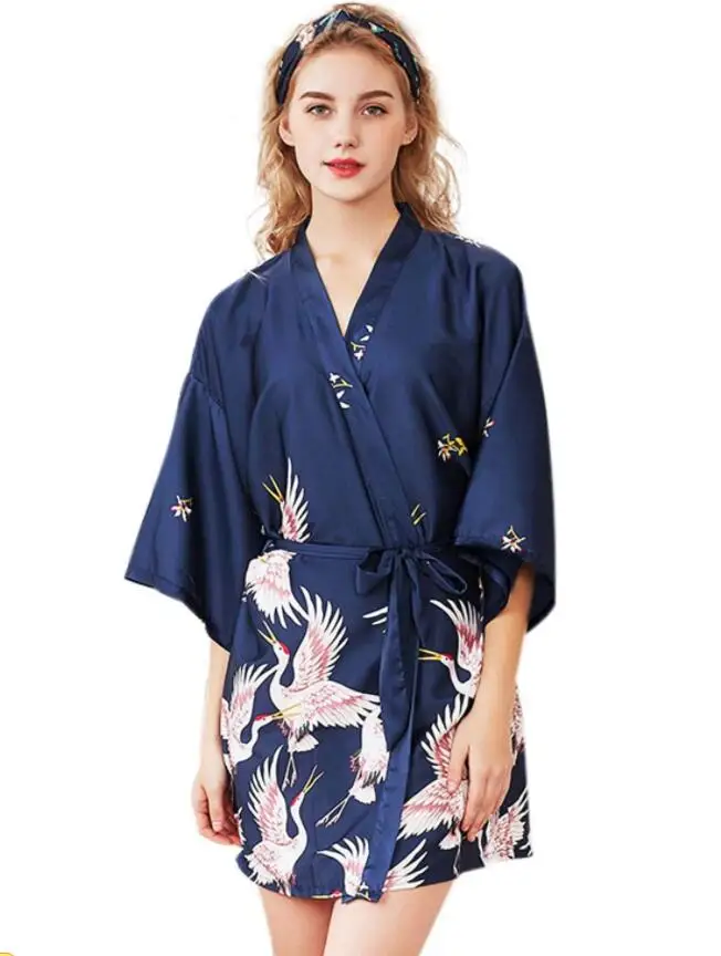 Women Silk Satin short Wedding Bride Bridesmaid Robe Kimono Robe Feminino Bath Large Size Peignoir Femme Sexy Bathrobe